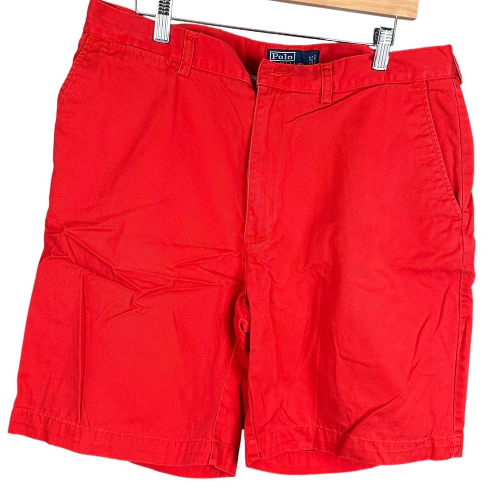 Polo Ralph Lauren Mens Prospect Short Red Cotton Chino 36 x 9 Flat Front Classic
